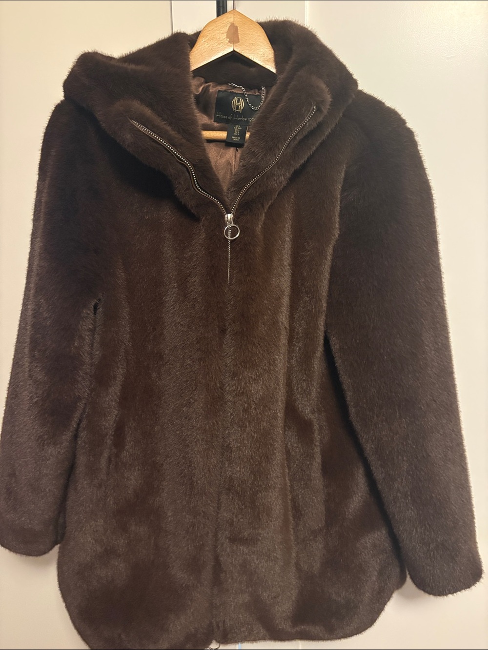 House of Harlow 1960 Dark Brown Teddy Jacket with Hood